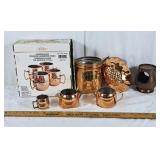 Lot of copper cups and jars