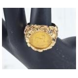 1984 1/10 oz 22k Krugerrand gold coin in 14K gold