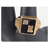 14K gold ring with black onyx inlay accented with