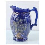 Beautiful Cobalt Pitcher w/Gold Floral Design