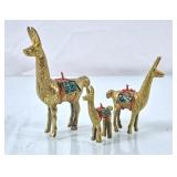 Trio of Vintage Brass Llamas