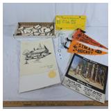Lot of collectable trinkets, pendants, matches