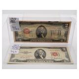 1928 U.S.A. Red Seal Two Dollar Bill and 1953
