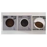 1886 Haiti Two Cent Coin, 1826 British Penny and
