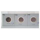 1933, 1934 and 1935 Canada Nickels