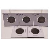 1859, 1876, 1881, 1882 and 1884 Canada Pennies