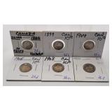 1886, 1899, 1904, 1905, 1908 and 1910 Canada