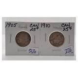 1905 and 1910 Canada Quarters