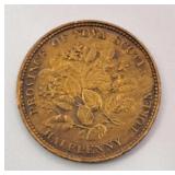 1856 Bank of Nova Scotia Half Penny Token with