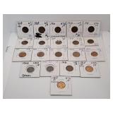 Twenty U.S.A. Pennies. Various Years Between 1909