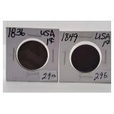1836 and 1849 U.S.A. Pennies