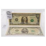 1988 U.S.A. One Dollar Replacement Bill and 1950