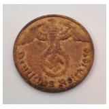 1939 Nazi Germany One Reichspfennig Coin