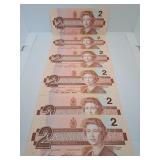 Six in a Row Choice Uncirculated 1986 Canada Two