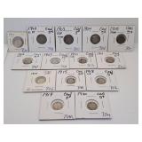Fourteen Canada Nickels. Various Years Between