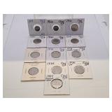 Thirteen Canada Nickels Beginning in the Year