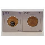Pair of Uncirculated 2025 Canada One Dollar Coin