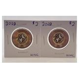 Pair of Uncirculated 2023 Canada Two Dollar Coins