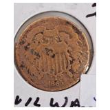 1865 U.S.A. Civil War Two Cent Coin