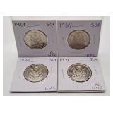 Uncirculated 1968, 1969, 1970 and 1971 Canada 50