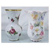 Pair of Pretty Floral Vases - Tallest is 9.5'H