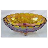 Beautiful Carnival Glass Footed Fruit Bowl