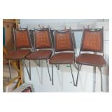 4, mid-century chrome chair has distinct tufted