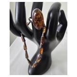 Baltic Amber 925 Sterling Silver Ring &  Bracelet