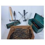 Variety of Drill Bits, Handtools and Tool Box
