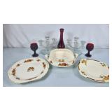 Wedgwood Serving Plate & Bowl, Meakin Plate, Ruby