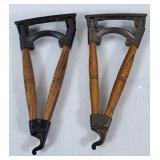 Vintage Wall Mount Swivel Hooks - Wood & Metal