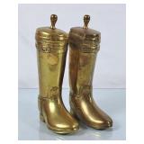 Vintage Solid Brass Boot Bookends - 8'H