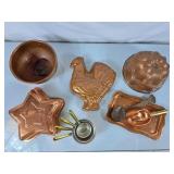 Copper Measuring Cups, Bowl, Scoop, & Jelly Molds