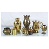 Assortment of Brass Vases, Mugs, Potpourri Pots,