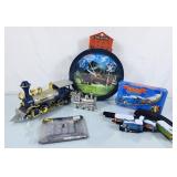 Assortment of Train Collectibles - Clock, Bank,