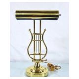 Lovely Lyre Shaped Brass Piano Lamp - 16'H