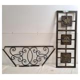 Pair of decorative vertical metal wall art panel