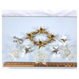 Brass & Glass Star Candle Holders, Moon Snuffer &