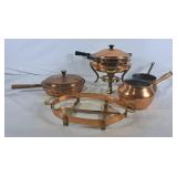 Assortment of Vintage Brass Pots & Pans & Cook