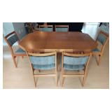 MCM Teak Veneer Dining table with 6 chairs
