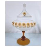 Lovely Vintage Satin Glass Sunflower Apothecary