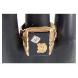 10K Onyx & Diamond Signet Ring. Size 9.5
