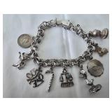 Vintage Sterling Silver Charm Bracelet 38.7 grams