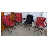 4 camp chairs 3 red 1 black