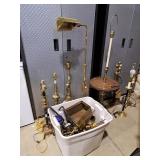 Quantity, of floor and brass table lamps brass