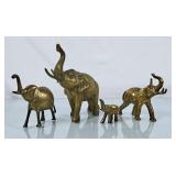 Collection of Solid Brass Elephants