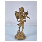 Vintage Solid Brass Cherub Figurine - 5.5'H