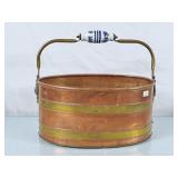 Beautiful Copper & Brass Bucket w/Porcelain