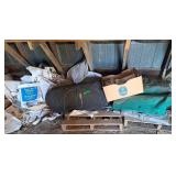 Trailer net, Various tarps. Feed bags, drop cloth,