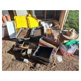 Some bee equipment supplies honey combs, hat,